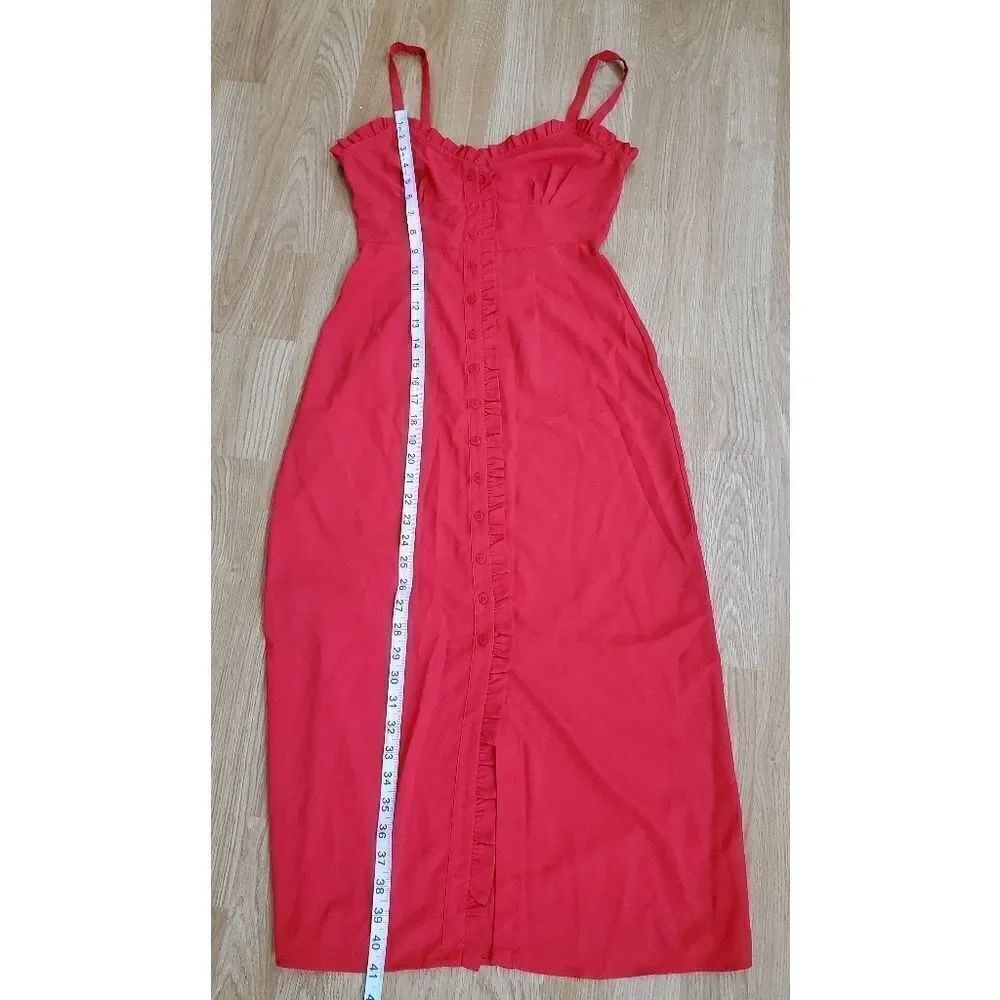 TOPSHOP Red Ruffle Button Down Slipdress Sz 2 - Picture 11 of 11